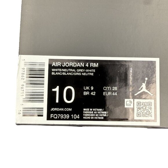 Nike Air Jordan 4 RM Sneakers Shoes Mens White/Neutral Gray FQ7939-104 Size 10 - Picture 2 of 10